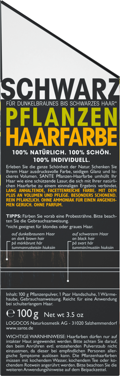 Pflanzenhaarfarbe Schwarz, 100 g