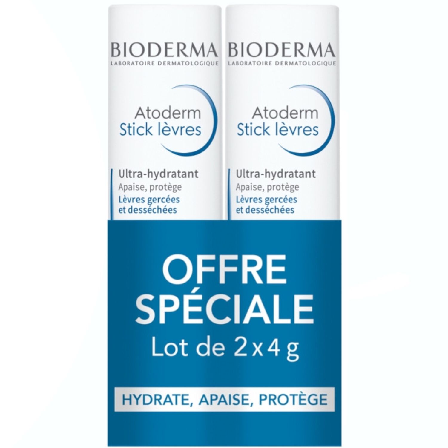 Bioderma Atoderm Stick Lèvres Ultra-Hydratant 2x 4g