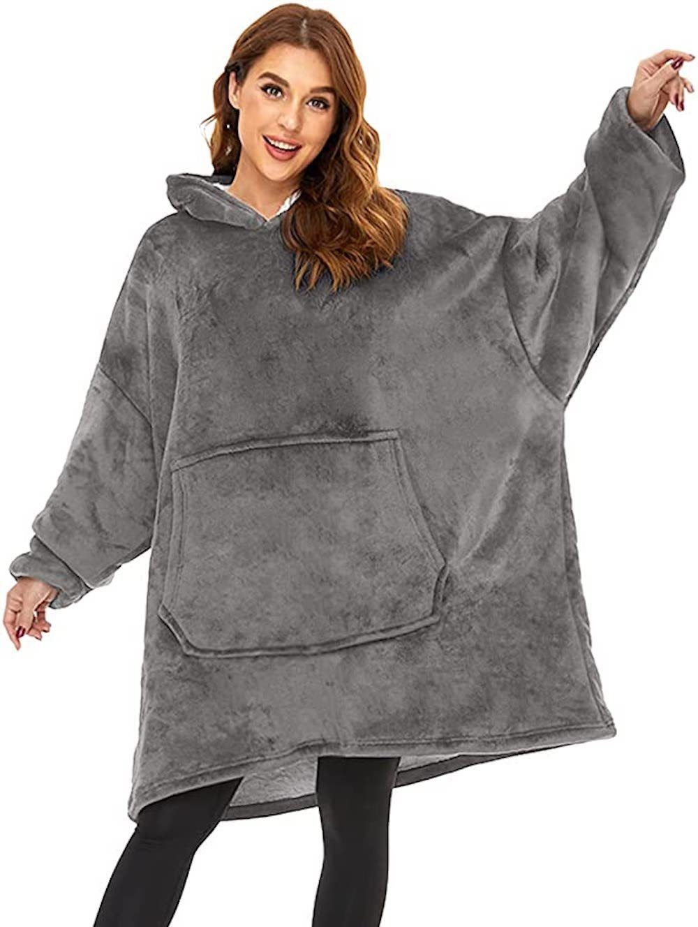 vokarala Kapuzensweatshirt Hoodie kuscheldecke damen oversize übergroßes Fleecepullover Geschenk Tragbare Decke zum Anziehen als Geschenke für Frauen Damen Männer