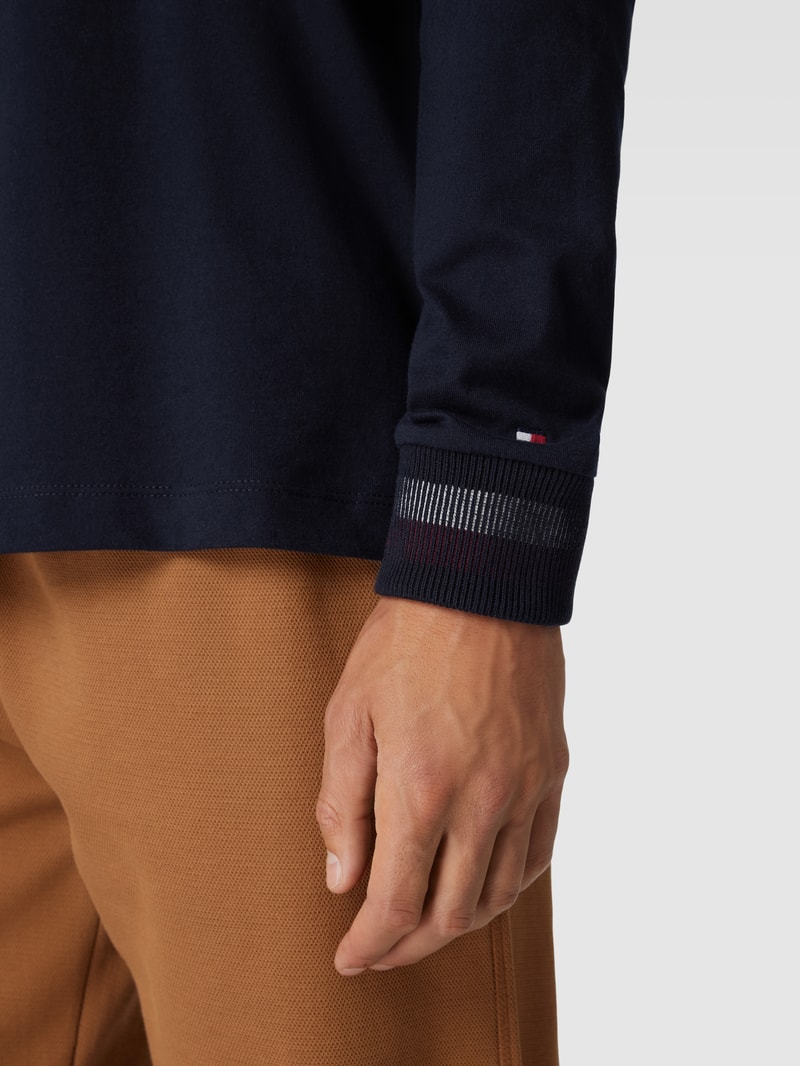 Longsleeve mit Label-Print Modell 'COLLEGIATE' in marineblau