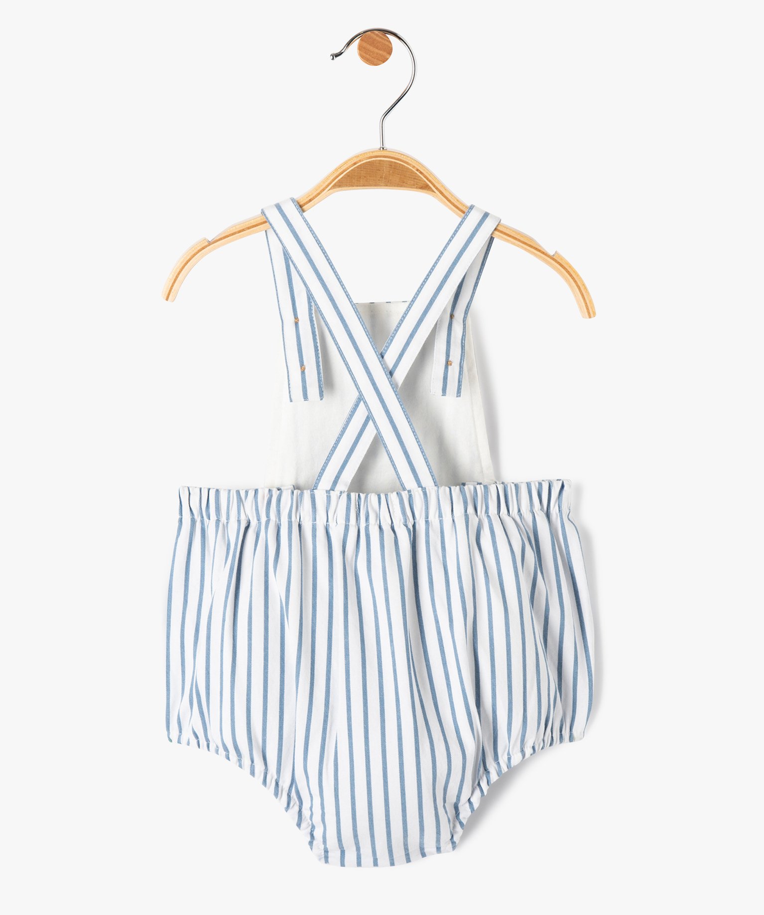Combishort bébé à bretelles coupe barboteuse ecru | GEMO
