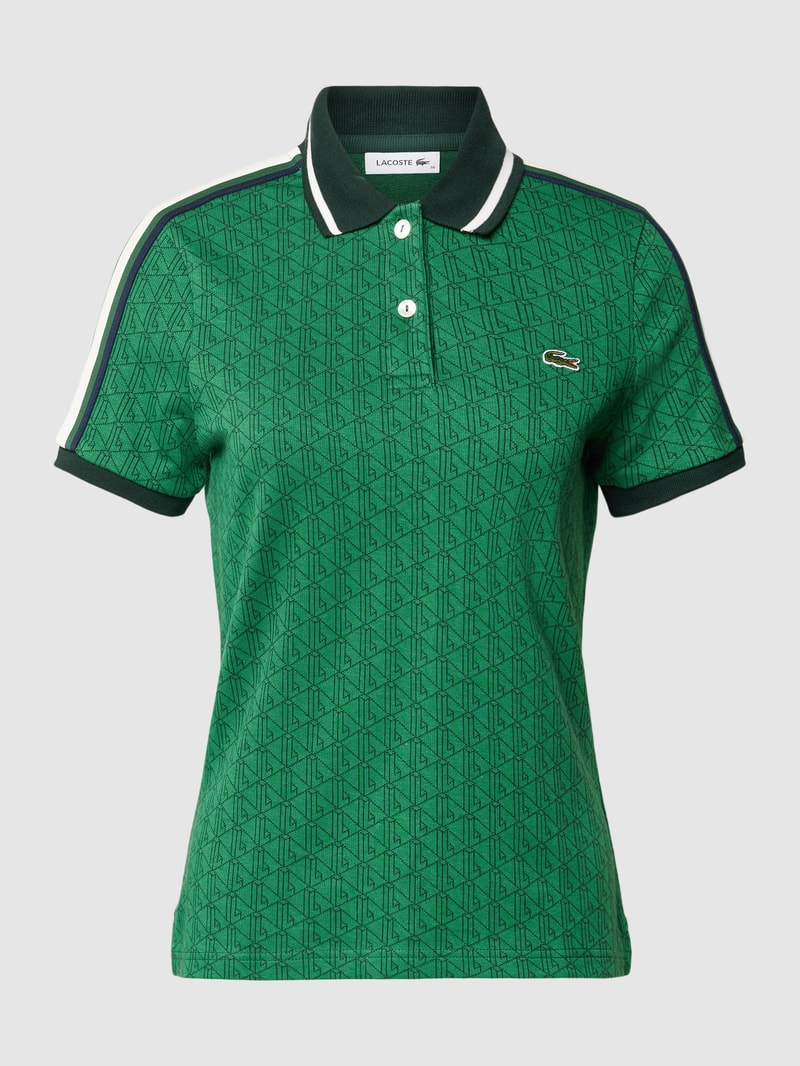 Poloshirt mit grafischem Muster und Label-Stitching in grasgrün