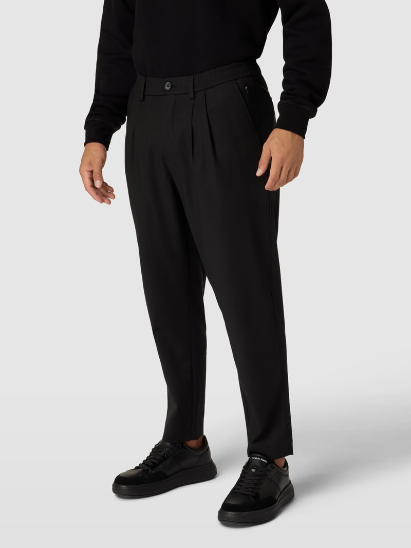 Stoffhose mit elastischem Bund Modell 'PAVO' in schwarz