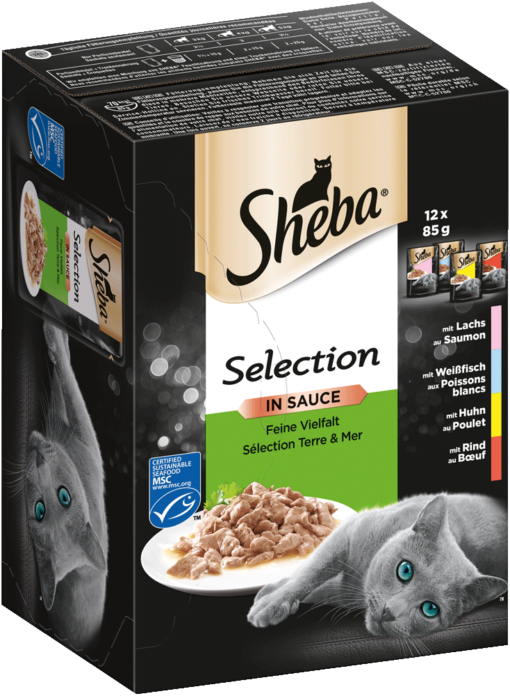 Sheba Portionsbeutel Multipack Selection in Sauce Feine Vielfalt 12 x 85g