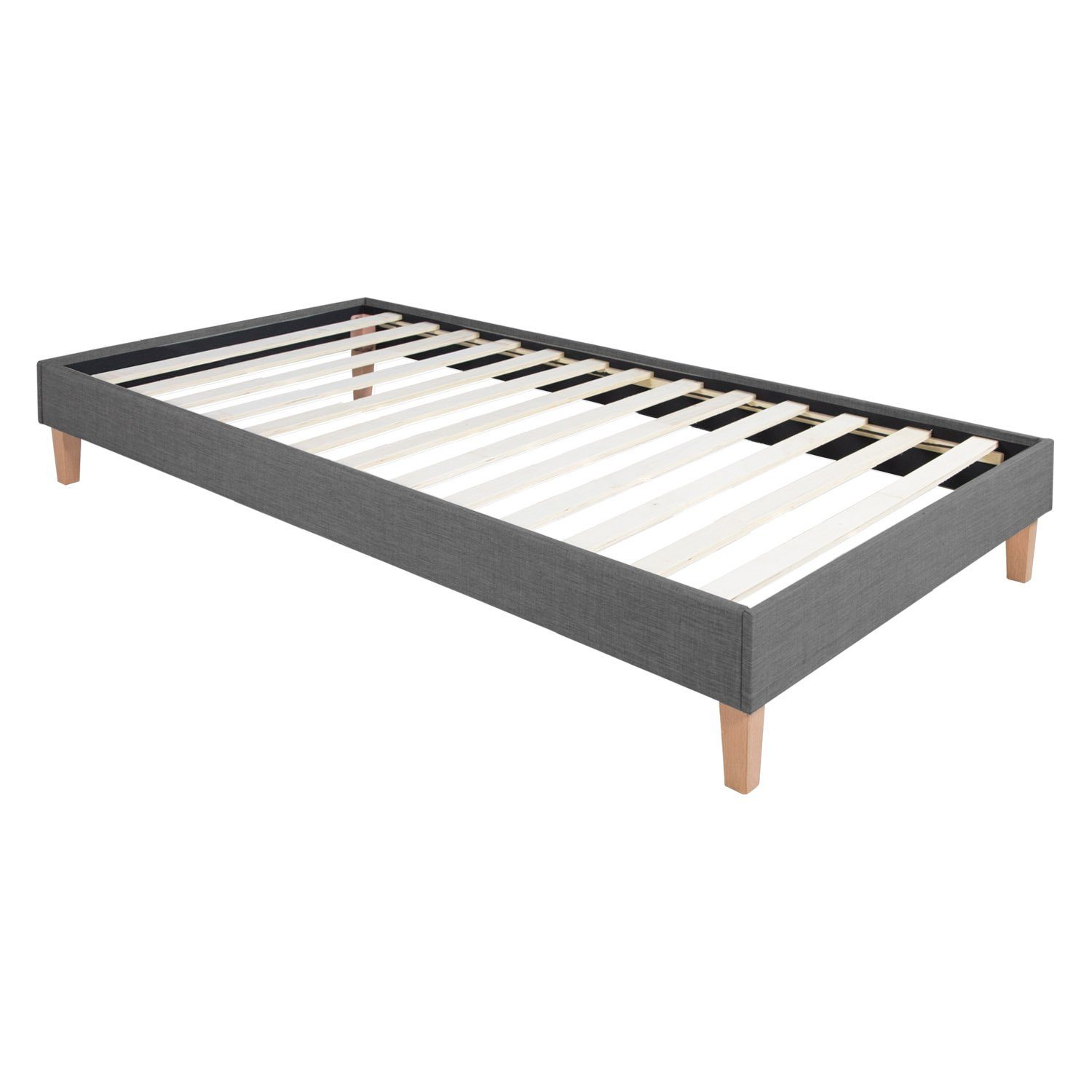 Homestyle4u Polsterbett Bettgestell Futonbett Bett Lattenrost mehrere Größen Grau (Kein Set)