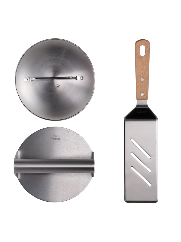 Stoneline Burger Smasher Set 3-tlg., Burgerpresse, Burgerglocke, Wender | Edelstahl in Edelstahl günstig kaufen onesize