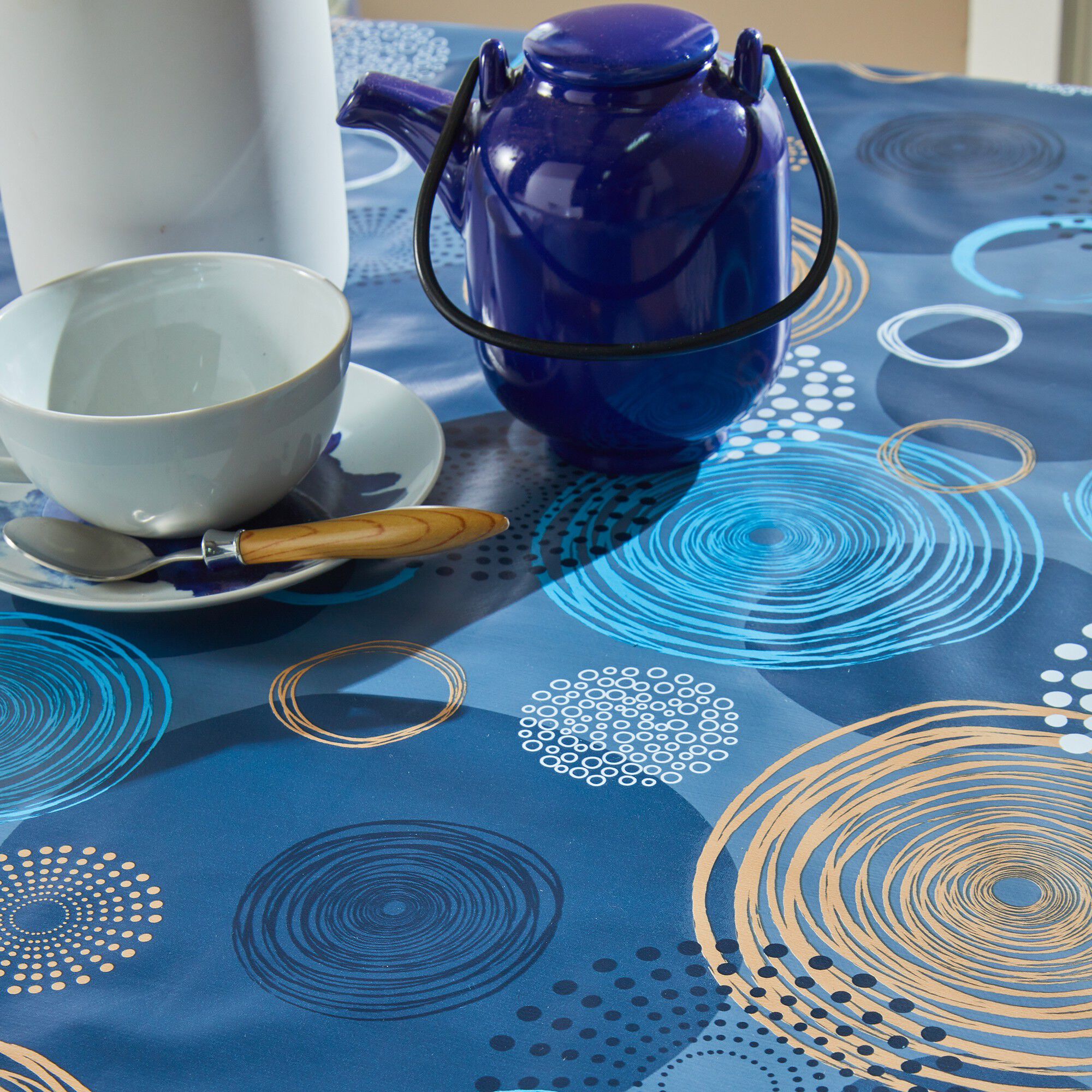 Nappe toile cirée imprimé cercles graphiques