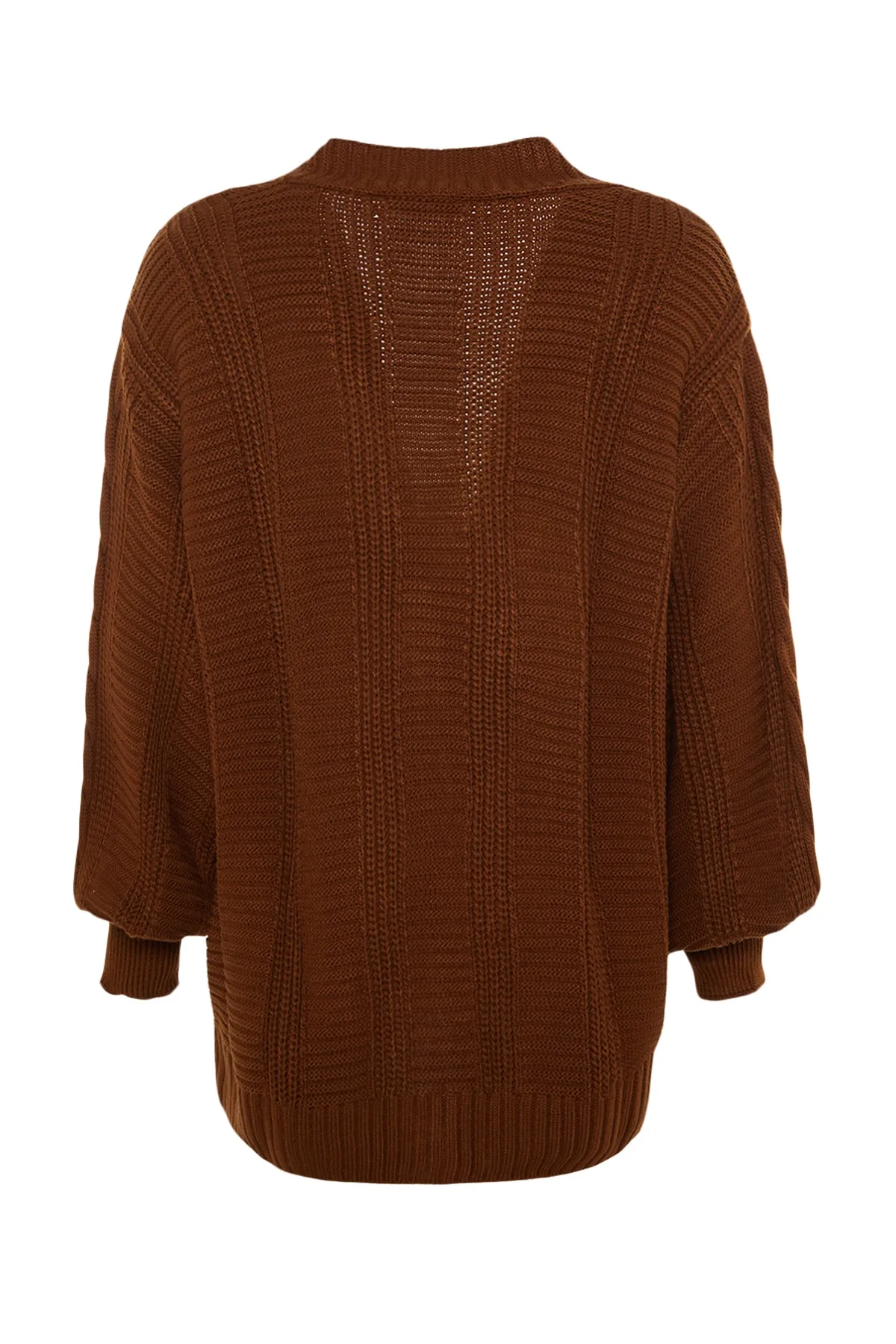 Trendyol Modest  Braune geflochtene Strickjacke mit lockerem Schnitt TCTAW22TH0002