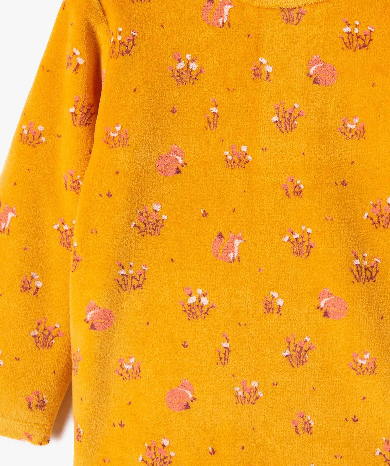 Pyjama 2 pièces en velours imprimé bébé jaune | GEMO