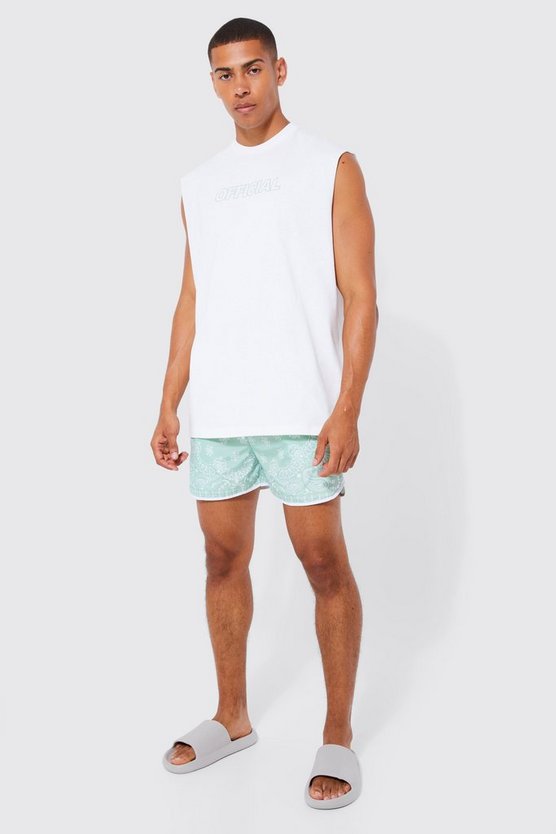 Oversize Official Tanktop & Badehose mit Bandana-Print