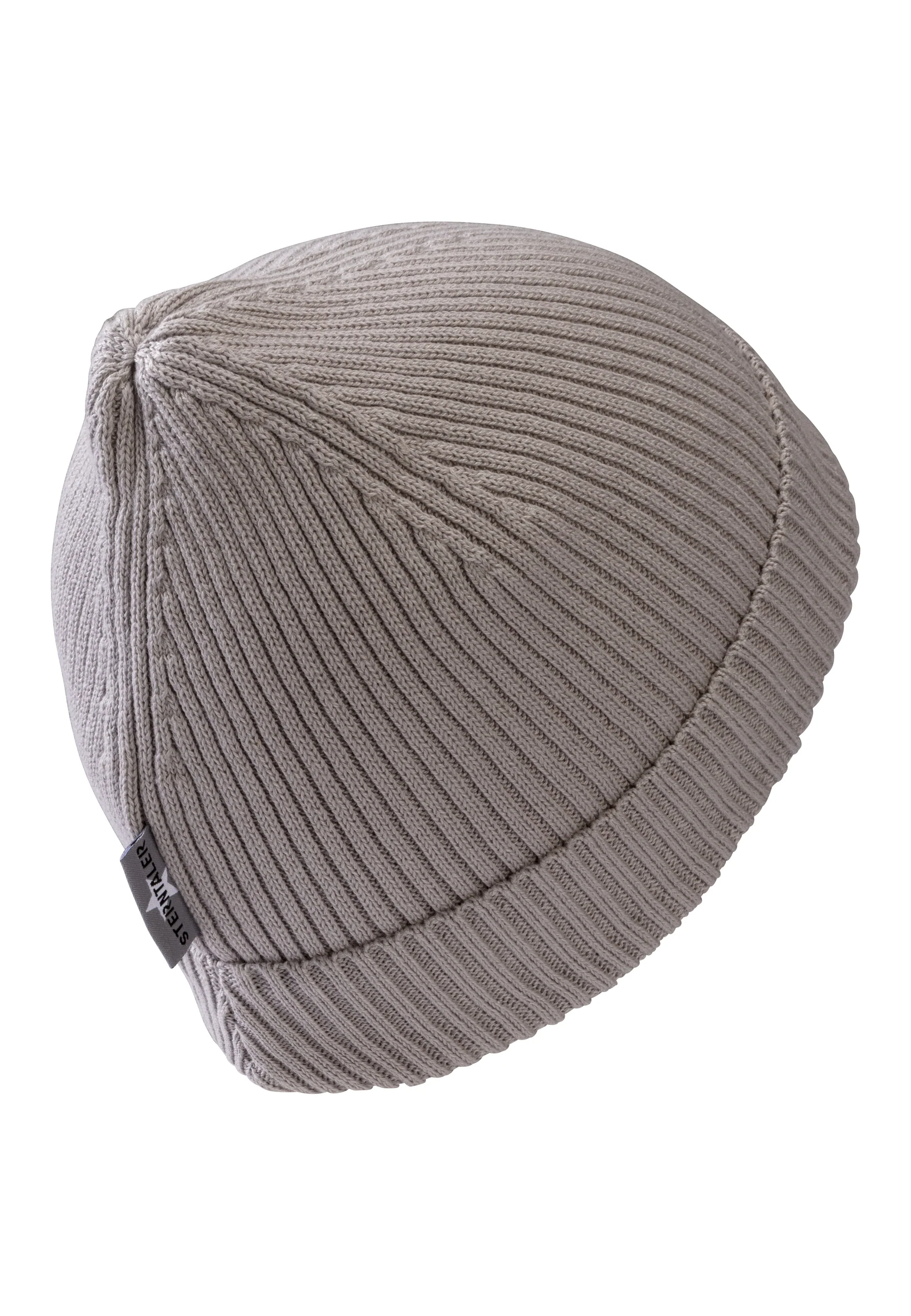 Strickmütze GOTS Uni im Rippenmuster mit Umschlag
