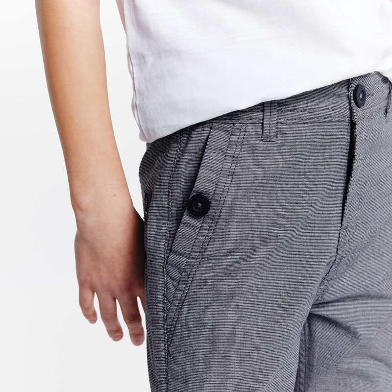 Pantalon chino ceinturé en toile turquoise garçon