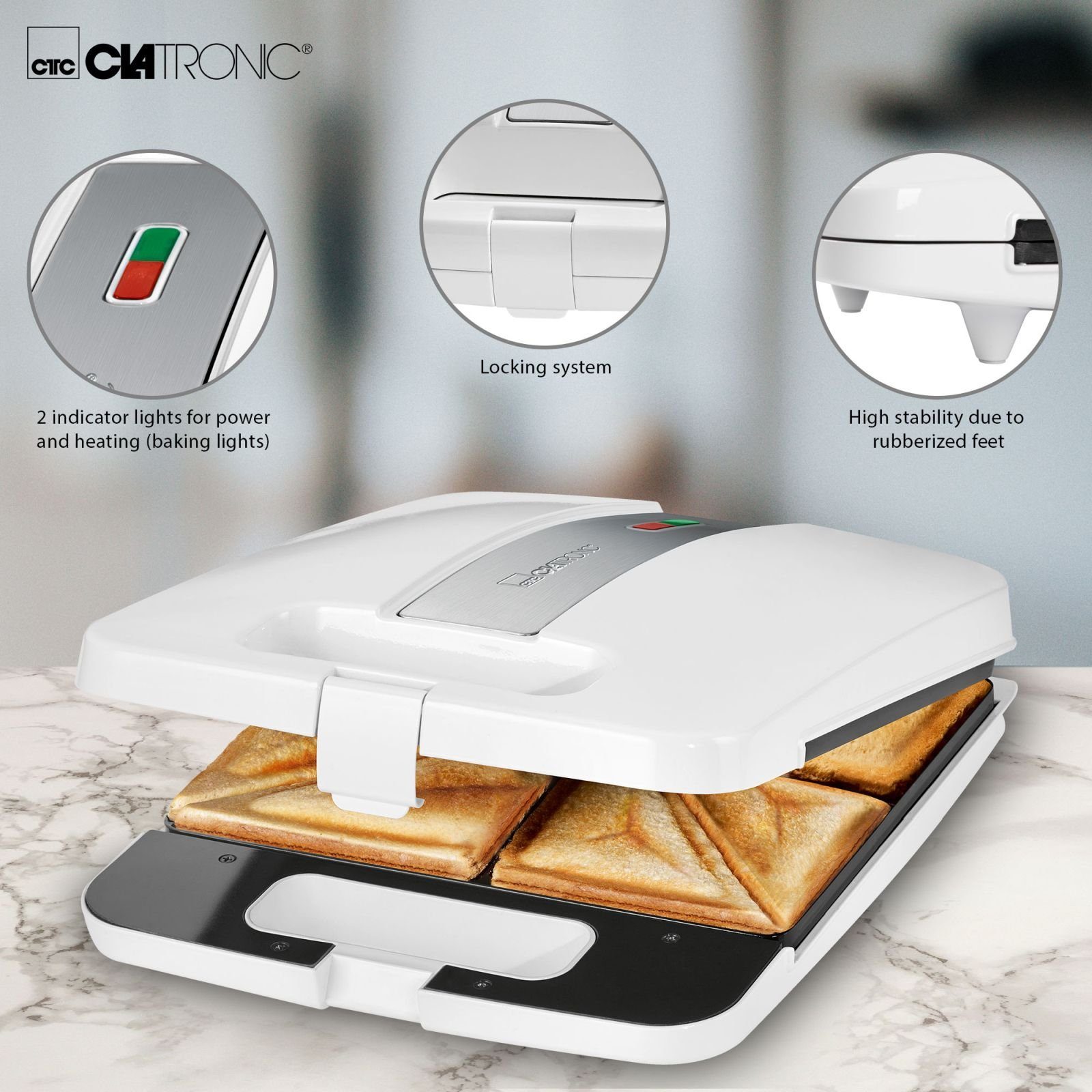 CLATRONIC Sandwichmaker CLATRONIC Sandwichmaker Antihaftbeschichtung Sandwichtoaster ST 3629