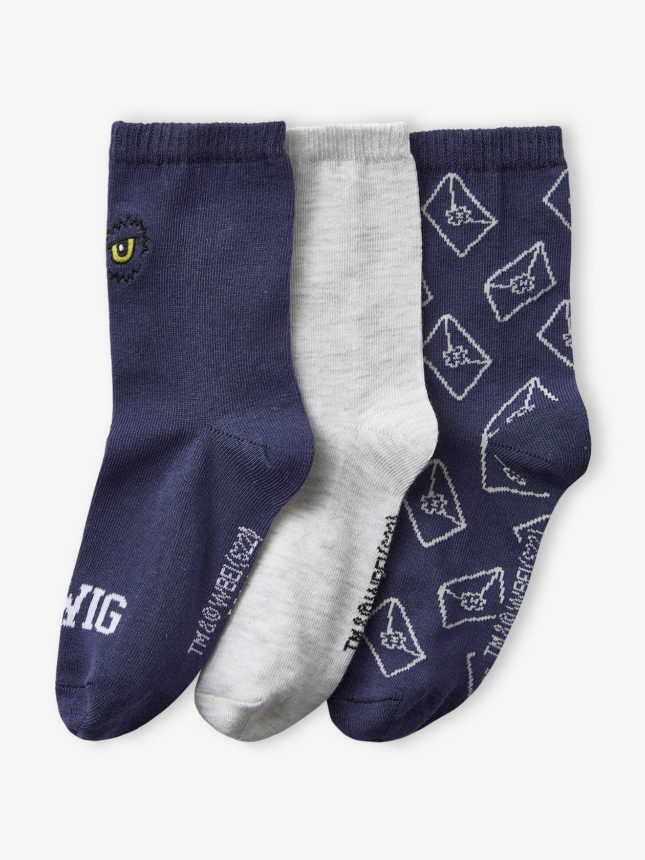 Harry Potter 3er-Pack Kinder Socken HARRY POTTER Oeko-Tex - blau+grau meliert