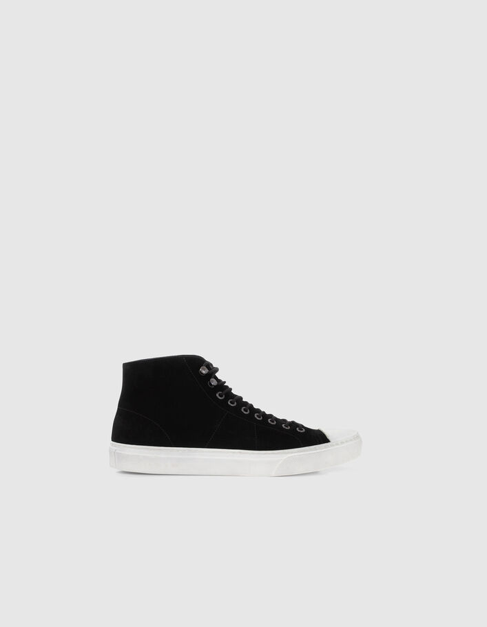Baskets hautes noires cuir velours Homme