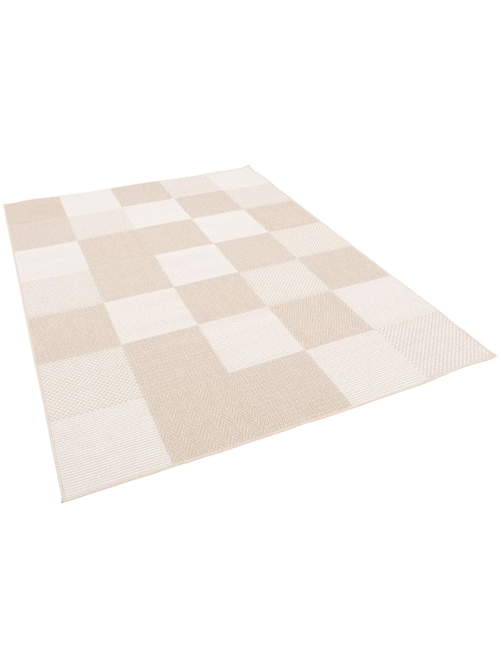 Pergamon In & Outdoor Teppich Flachgewebe Marbella Karo in Beige günstig kaufen