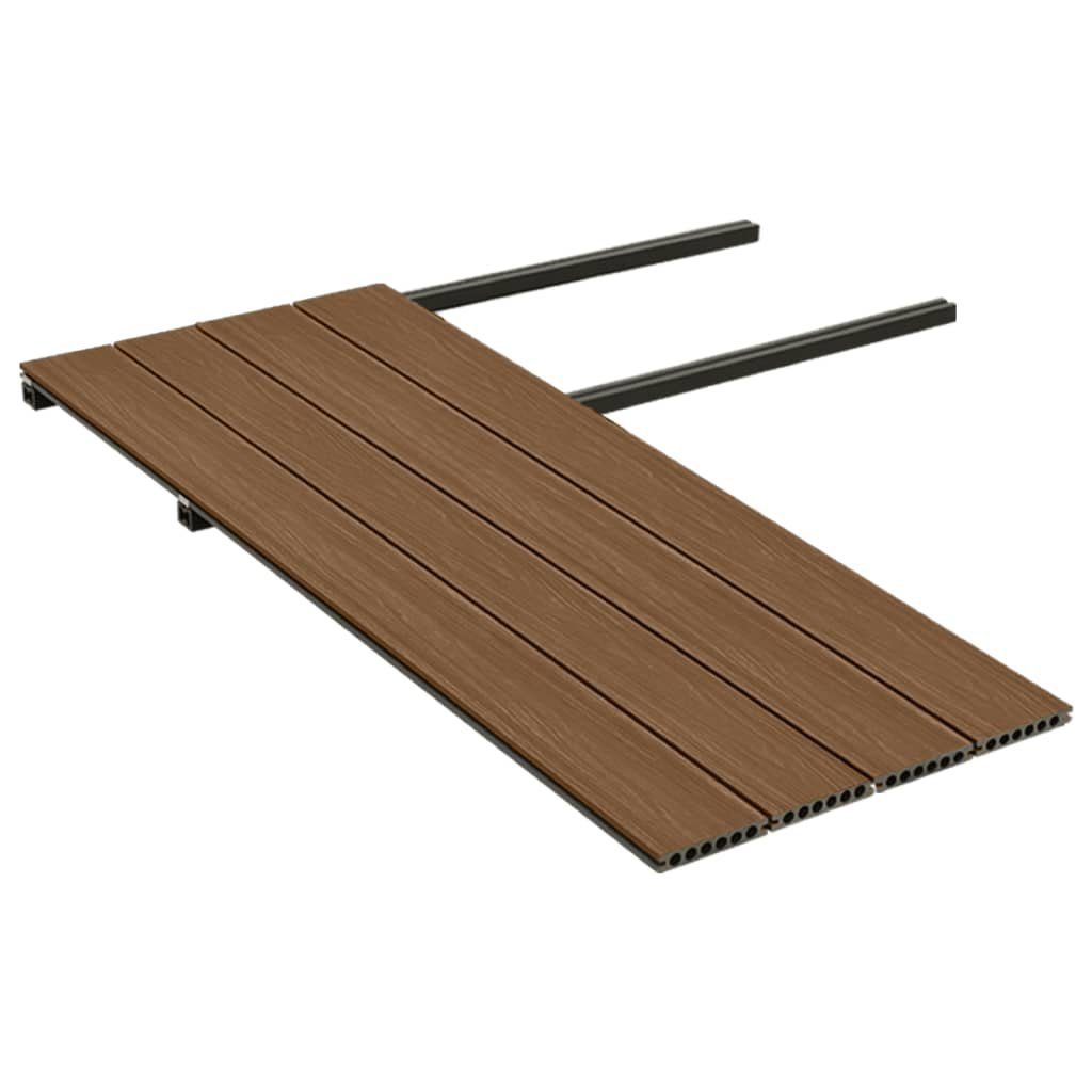 Teppichboden WPC Terrassendielen mit Zubehör Braun und Grau 10 m² 4 m, vidaXL