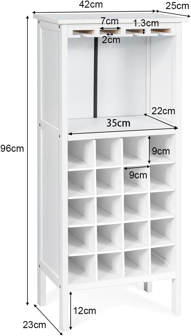 KOMFOTTEU Weinregal Flaschenregal, Flaschenständer mit 20 Staufächern, aus Holz