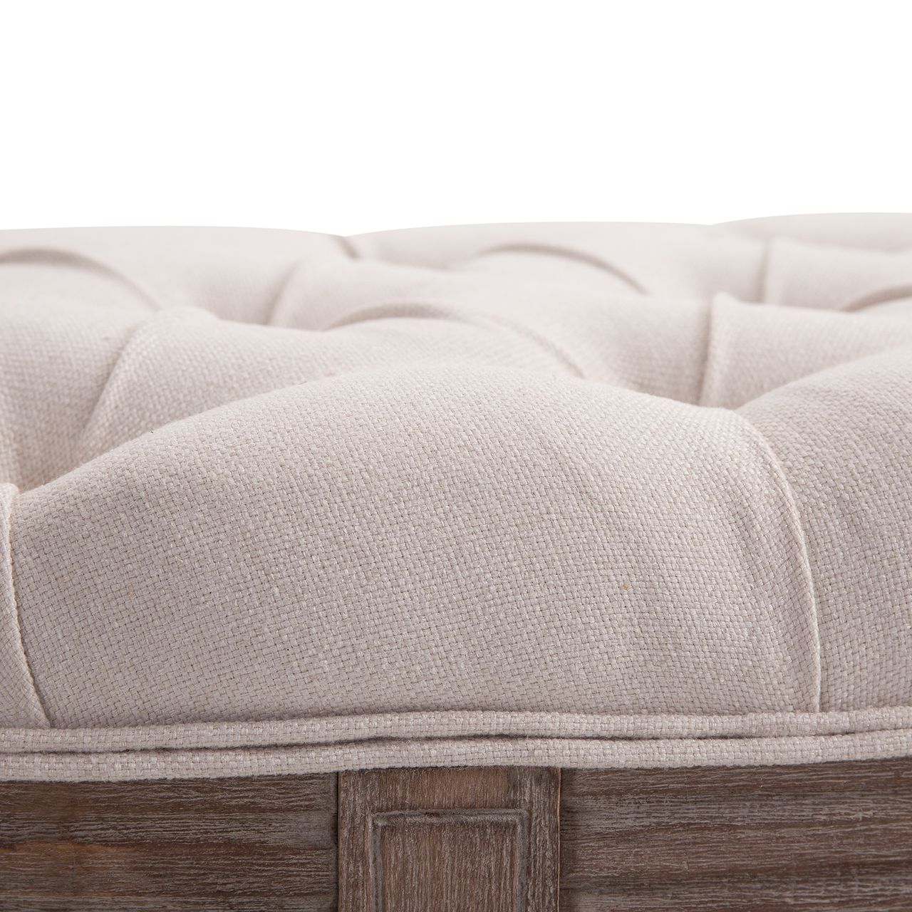 HOMCOM Polsterbank Sitzbank Lounge Sitzhocker Vintage Retro mit Knöpfen Sofa Couch Leinen   Holz beige 140,5 x 51 x 48 cm