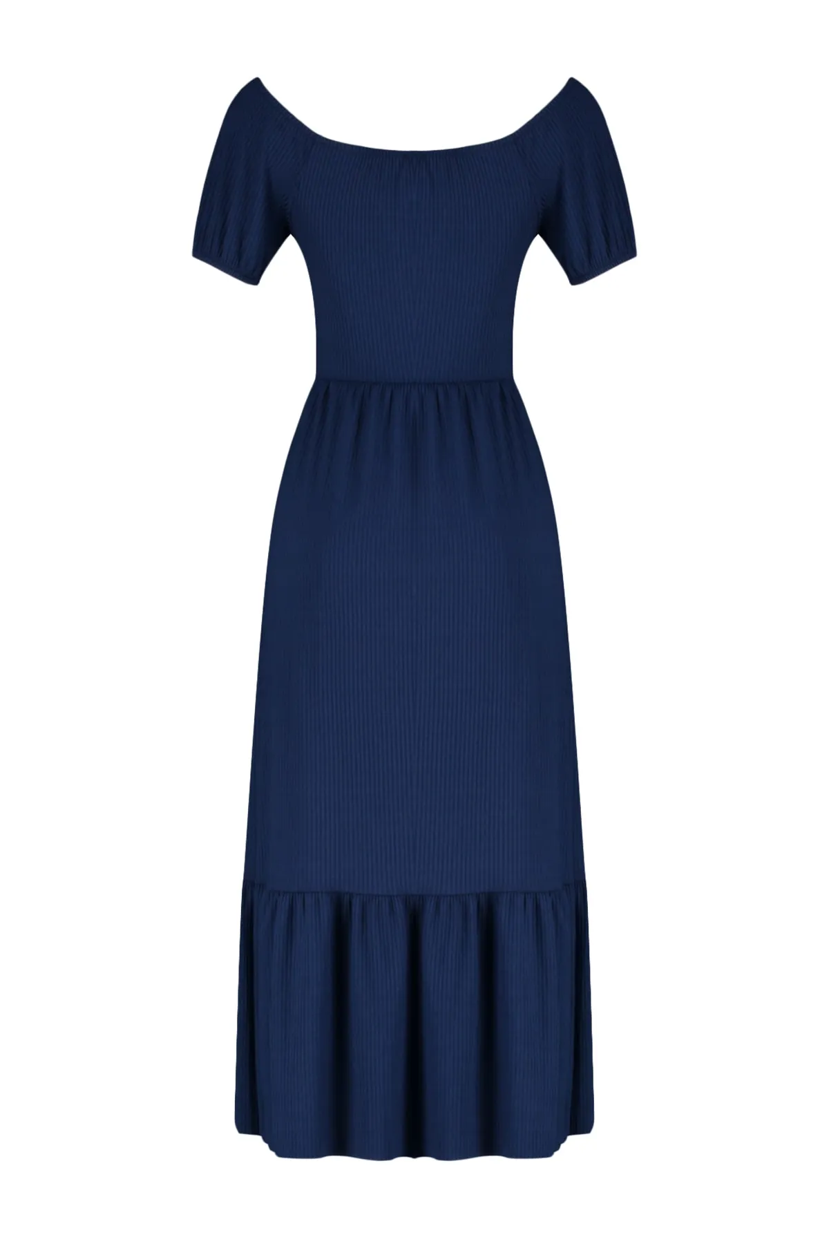 Trendyol Collection  Marineblaues Maxi-Strickkleid in A-Linie mit Carmenkragen TWOSS22EL0829