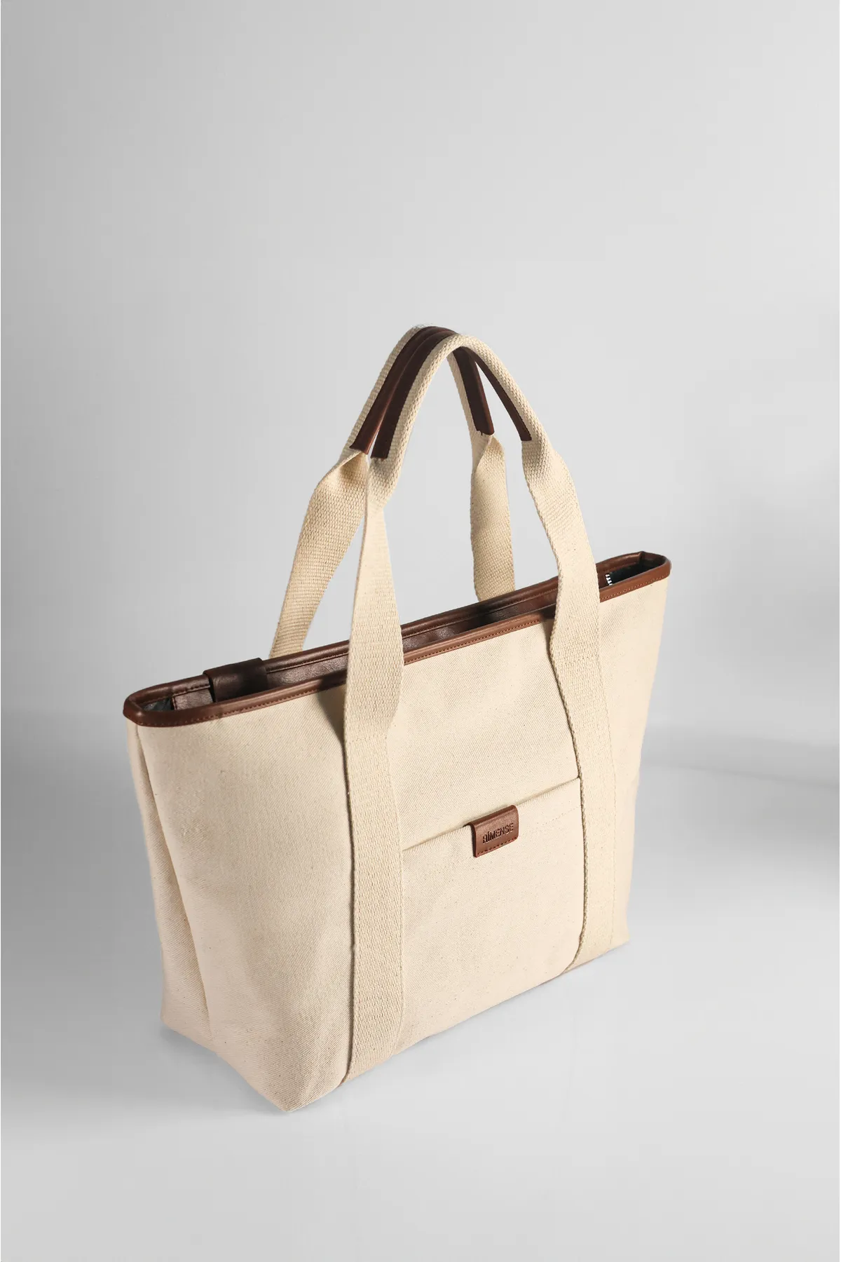Rimense  Hand- und Schultertasche mit gefüttertem Canvas in Leinenbraun