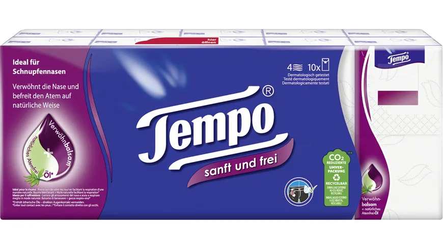 Tempo Taschentücher sanft & frei 10x9 Tücher