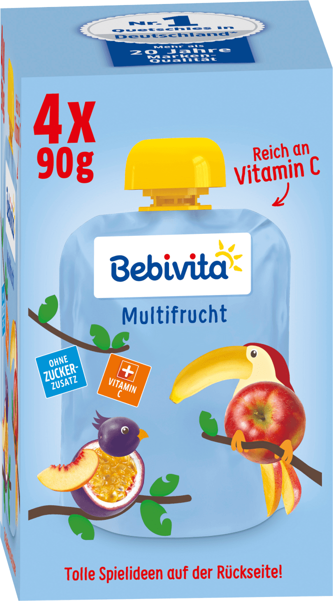 Quetschie Kinderspass Multifrucht ab 1 Jahr (4x90 g), 360 g