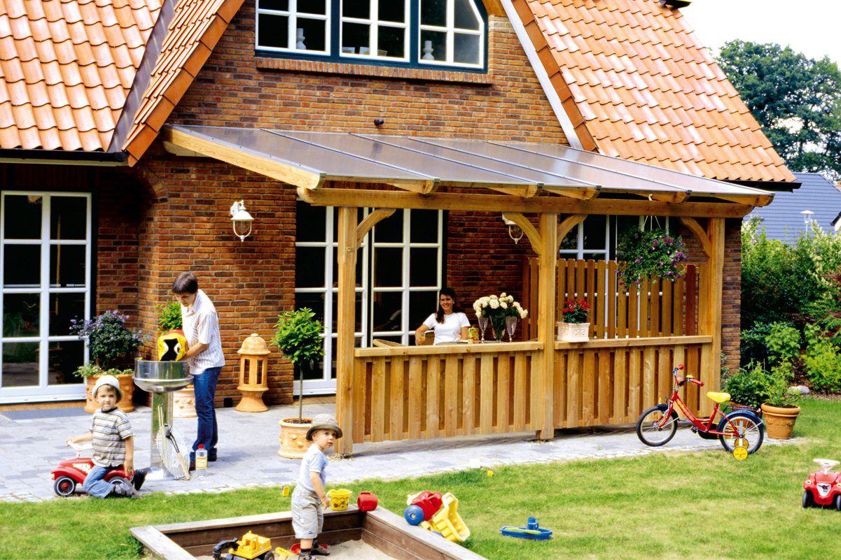 Skanholz Terrassendach Rimini, BxT: 648x250 cm, Bedachung Doppelstegplatten, 648 cm Breite, verschiedene Tiefen