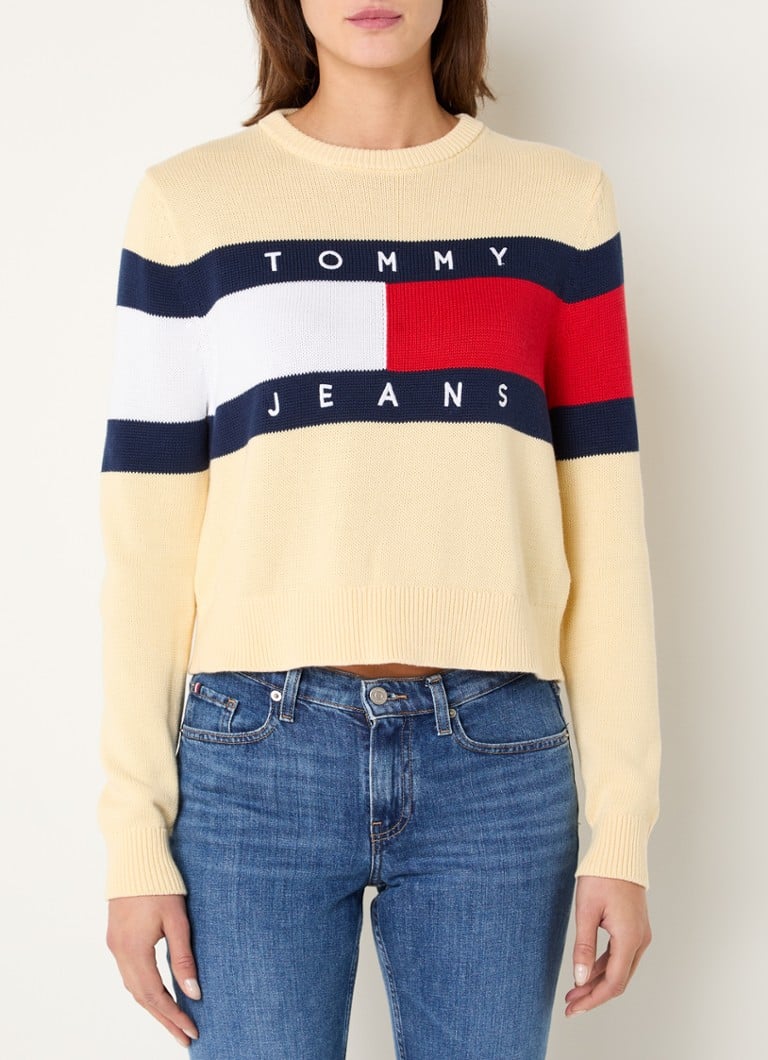 Pulover Tommy Hilfiger tricotat fin cu logo țesut