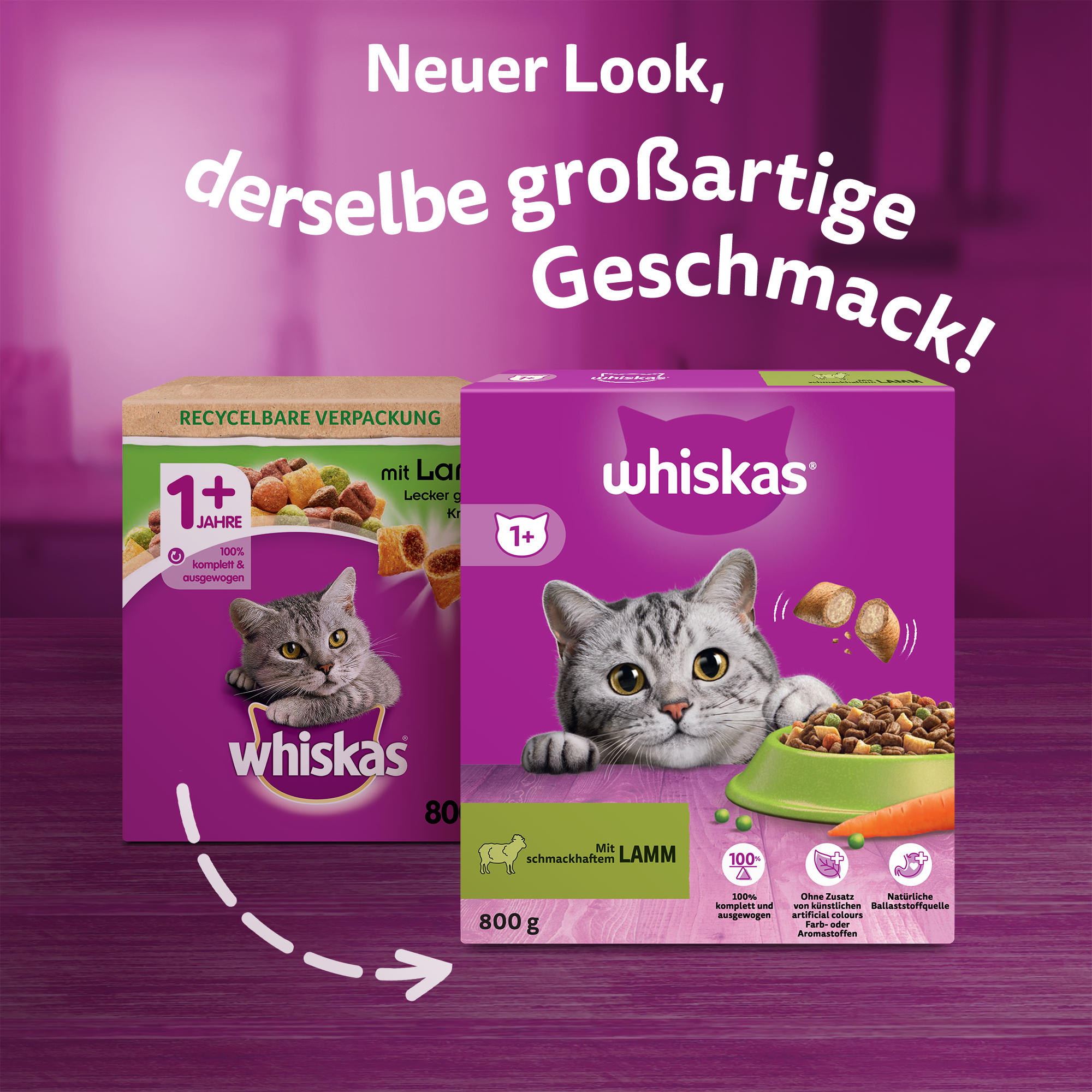 Whiskas Trockenfutter Whiskas 1+ Adult Trockenfutter 800g Lamm