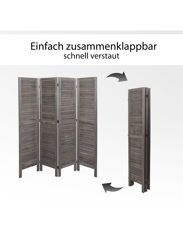 MCW Paravent G30 im Shabby-Look, Grau-braun günstig kaufen onesize