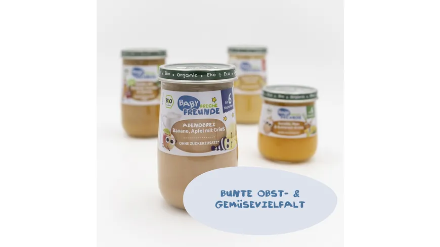 Freche Freunde Bio Gläschen Abendbrei Banane, Apfel mit Grieß 190 g