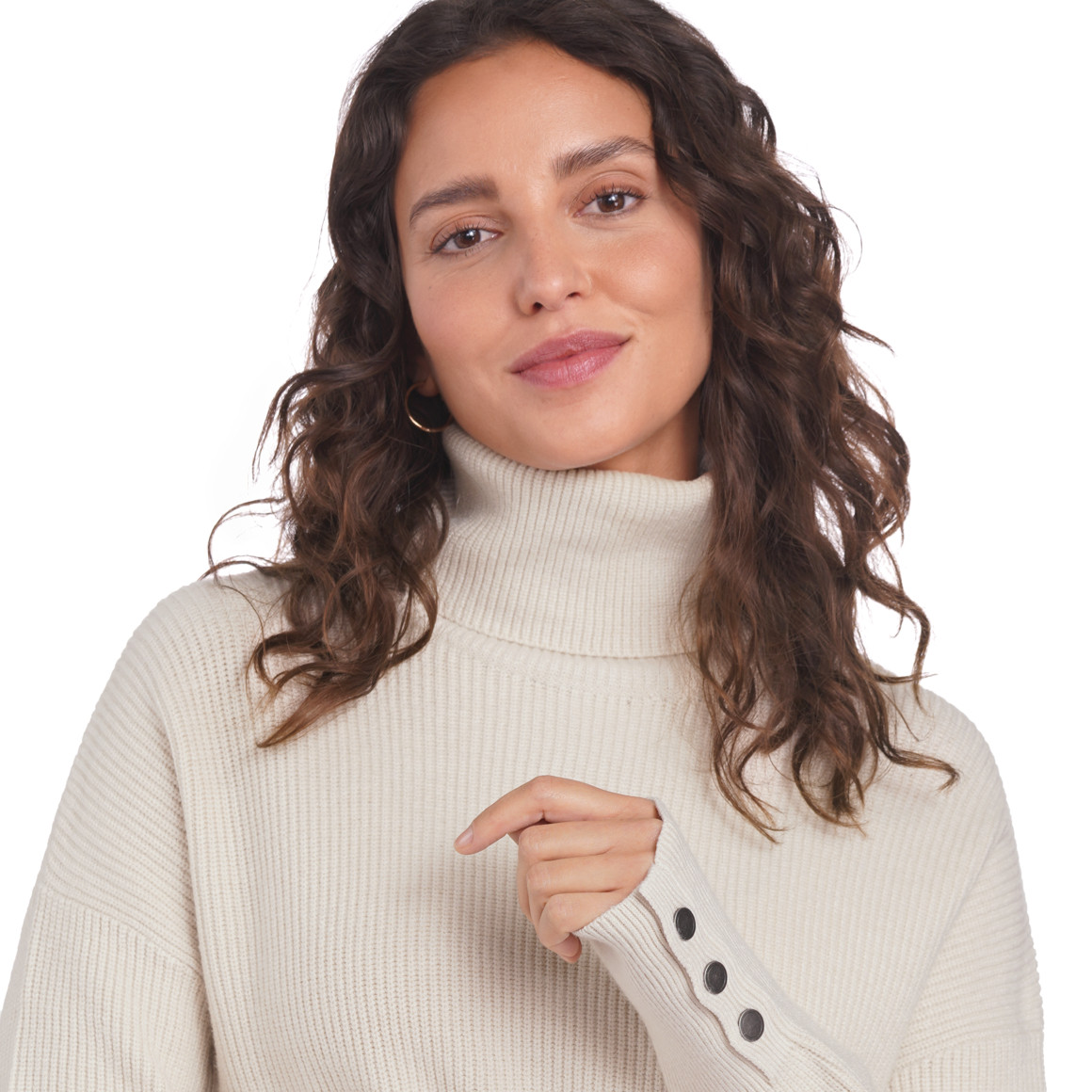 Damen Strickpullover mit Zierknöpfen