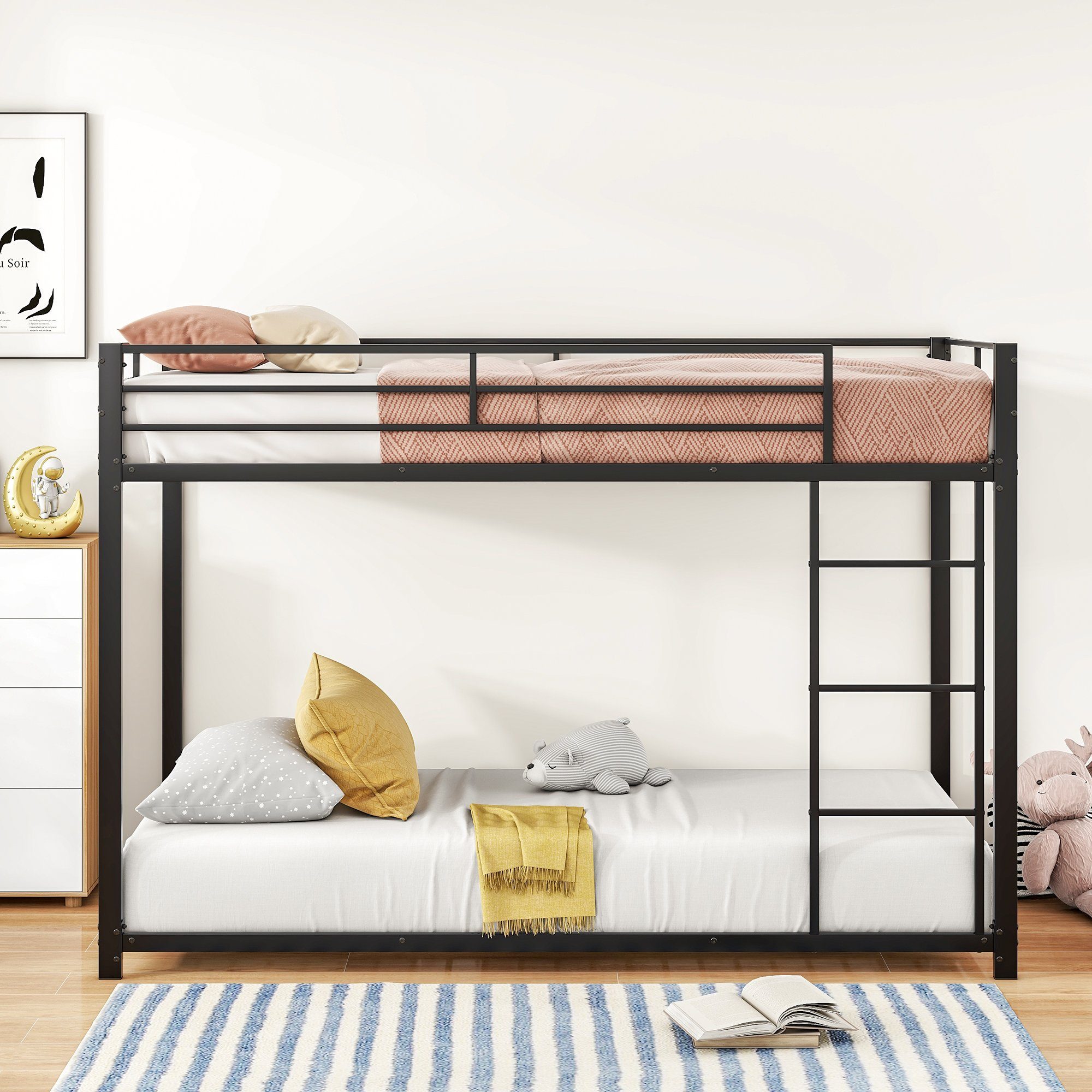 REDOM Etagenbett Bett Funktionsbett Kinderbetten Eisenbetten (Eisenetagenbetten in klassischer Form 90x200 cm), ohne Matratze