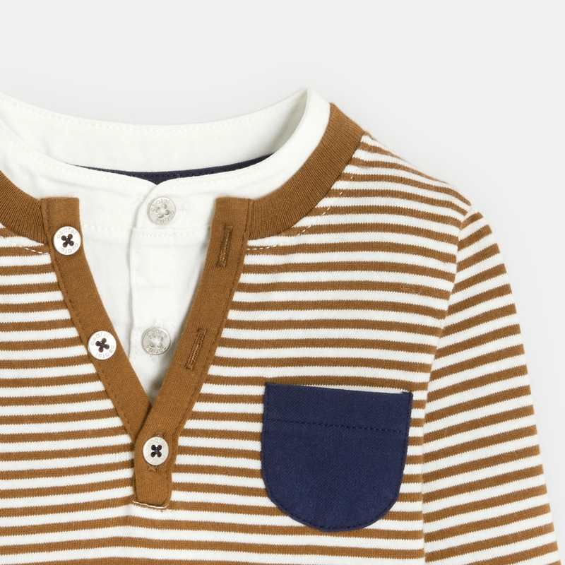 T-shirt tunisien rayé marron bébé garçon