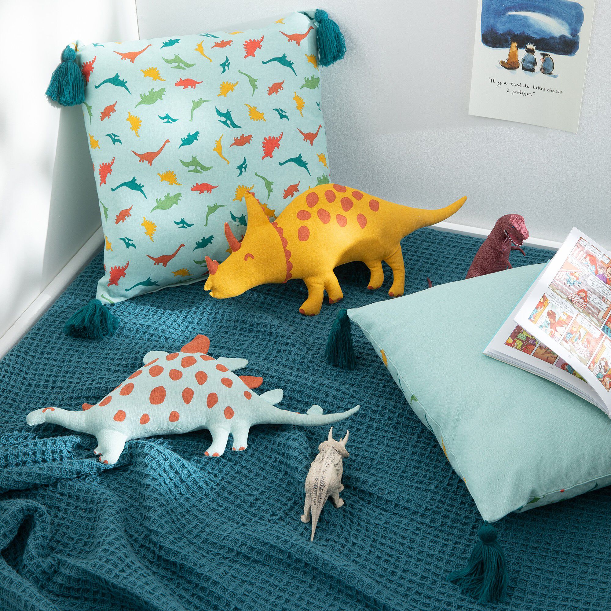 Coussin garni enfant dinosaure 