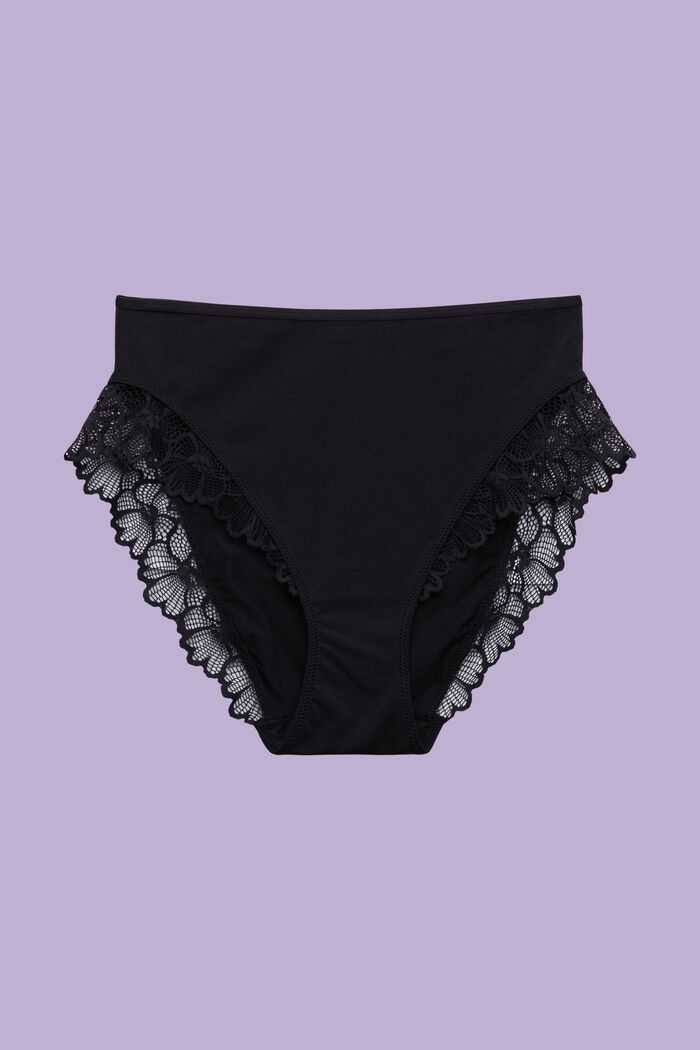 Slip aus Mikrofaser mit hohem Bund und Spitze