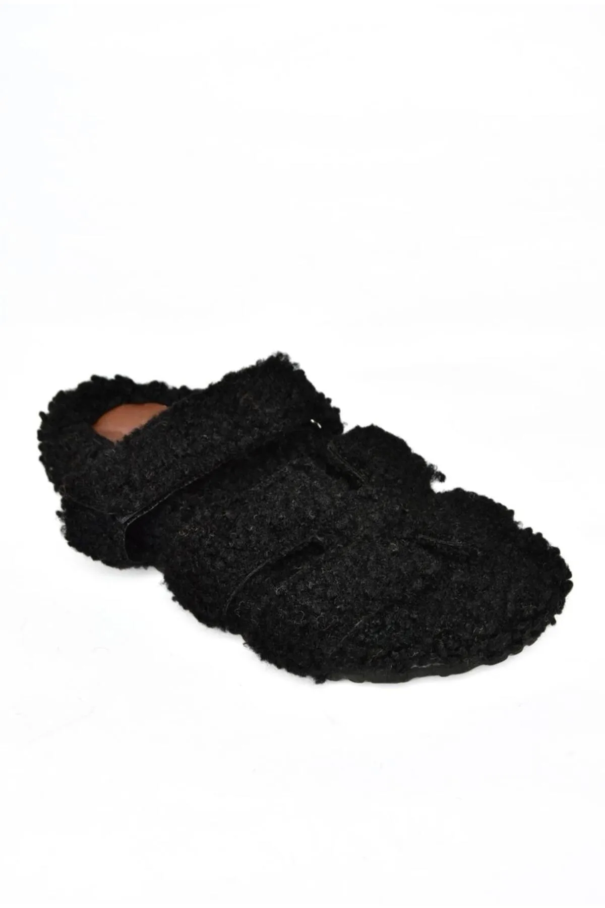 Fox Shoes  R824527104 Schwarze Pelz-Damenhausschuhe