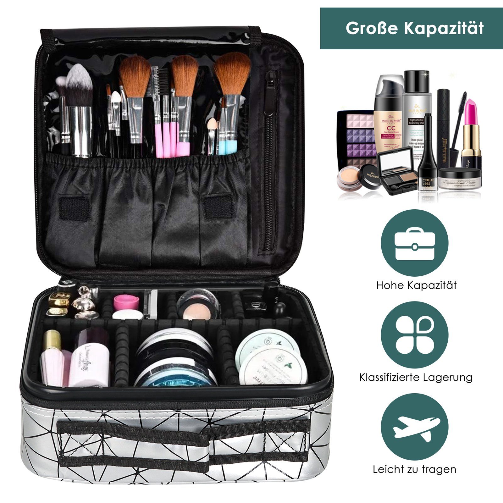 CALIYO Kosmetik-Koffer Kosmetiktasche Portable Reise Make Up Tasche, Makeup Organizer, Tasche Schmink Aufbewahrung Kosmetische Box Wasserdicht Schminktasche