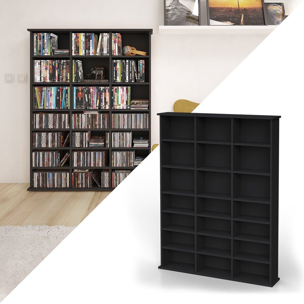 Vicco CD-Regal Medienregal CD DVD Bluray Regal Standregal JUKEBOX Schwarz