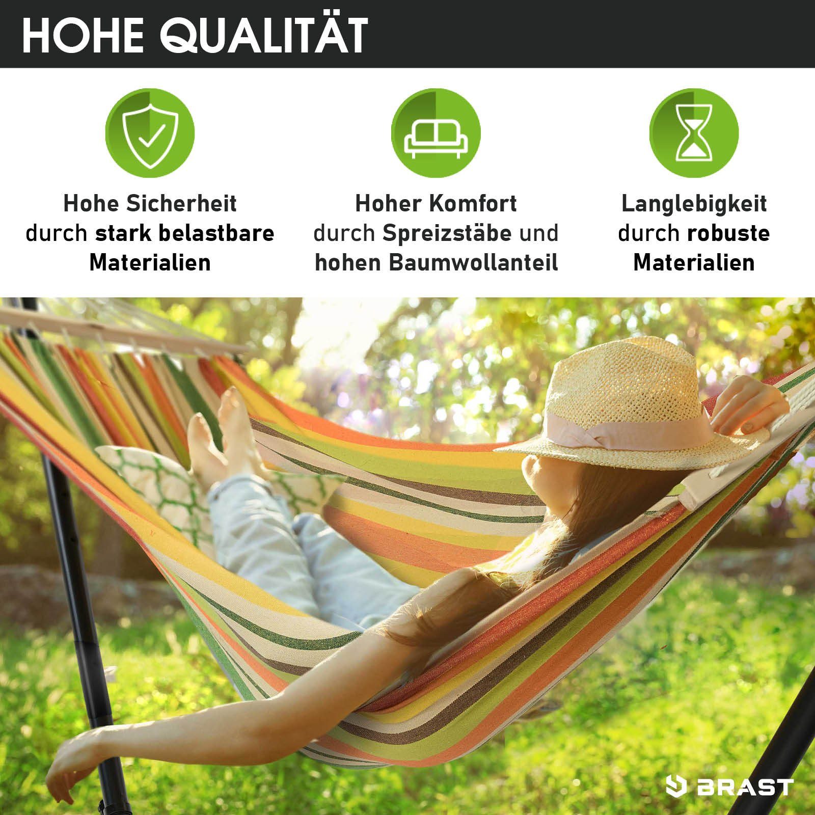 BRAST Hängematte mit Gestell XXL für 2 Personen, viele Modelle, Tragkraft 300kg (inkl. Transporttasche, In-Outdoor Doppelhängematte), Ideal für Balkon, Terrasse, Garten Camping