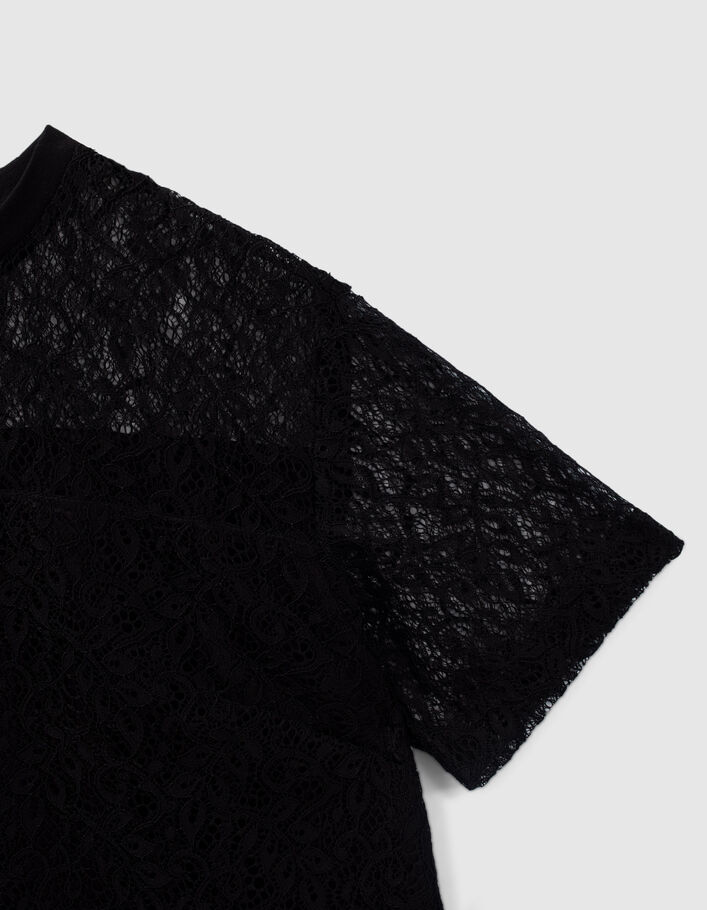 Top noir dentelle avec message Femme