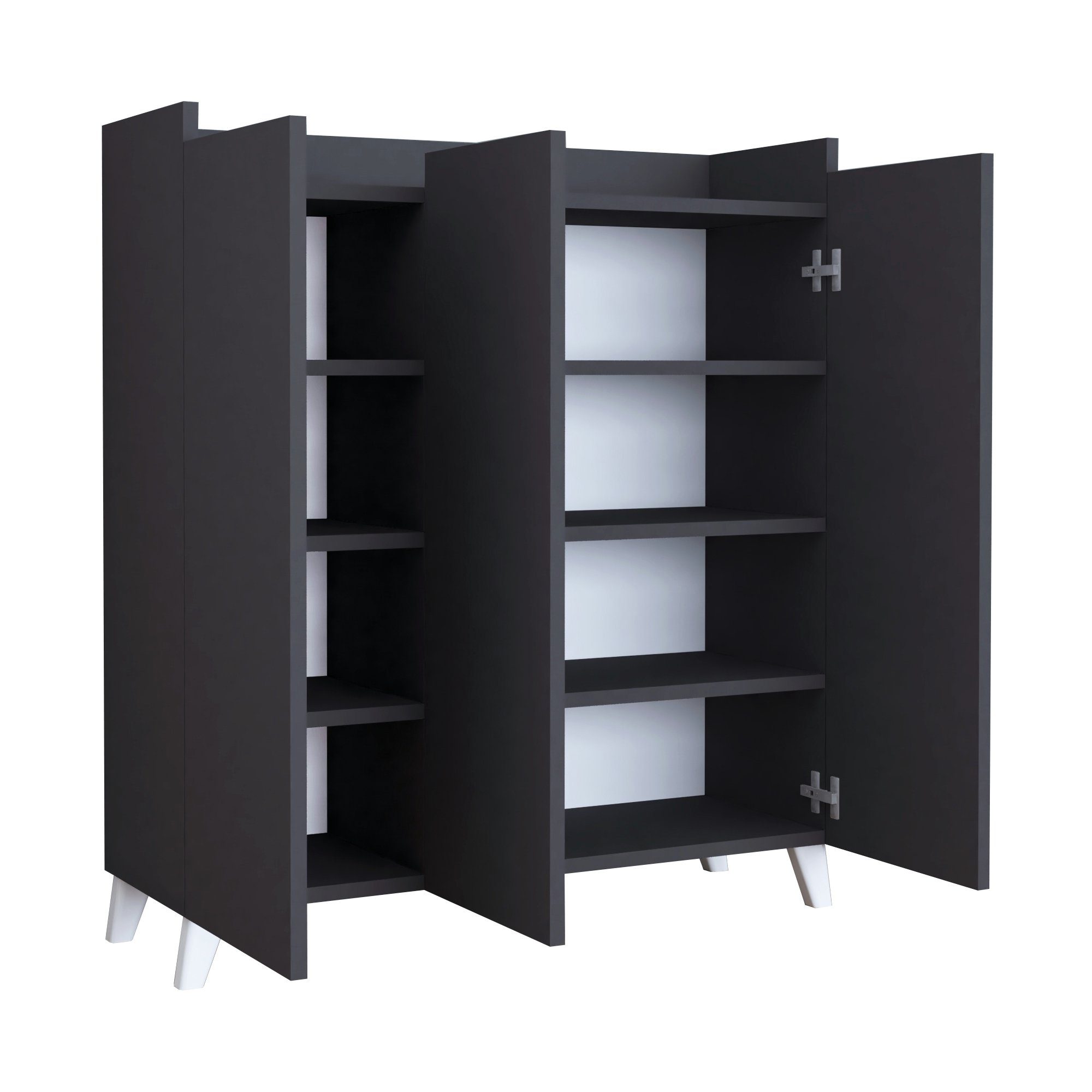 en.casa Mehrzweckschrank Sirdal mit 3 Türen 104x90x30 cm Anthrazit
