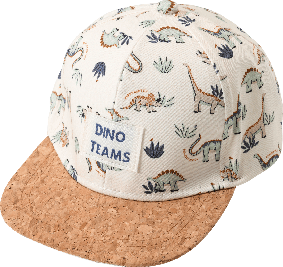 Basecap mit Dinosaurier-Muster, weiß & beige, Gr. 52/53, 1 St