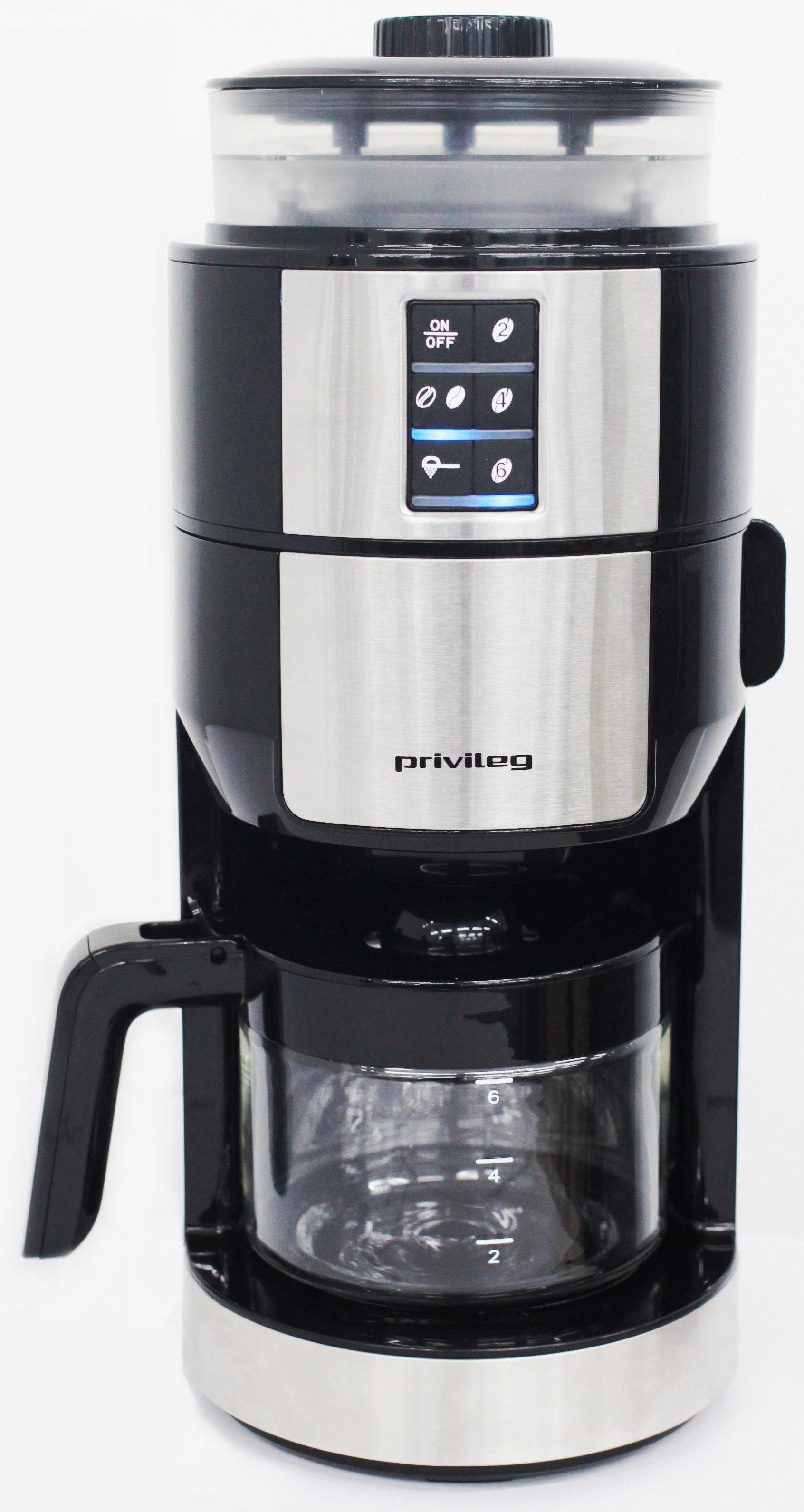 Privileg Kaffeemaschine mit Mahlwerk für 6 Tassen, Papierfilter