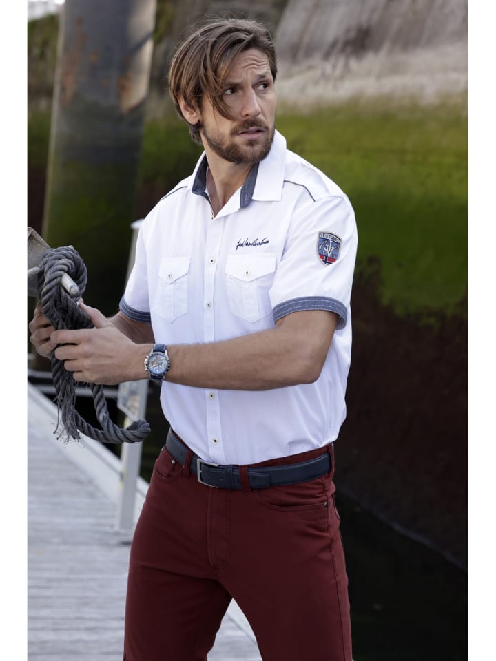 Jan Vanderstorm Kurzarmhemd SKIRNIR in weiß günstig kaufen