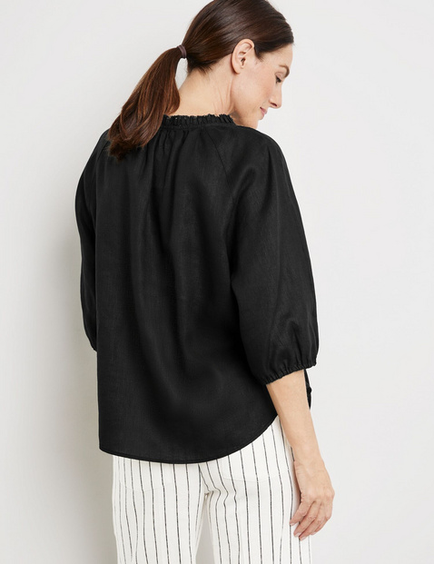 Leinenbluse mit Rüschenkragen