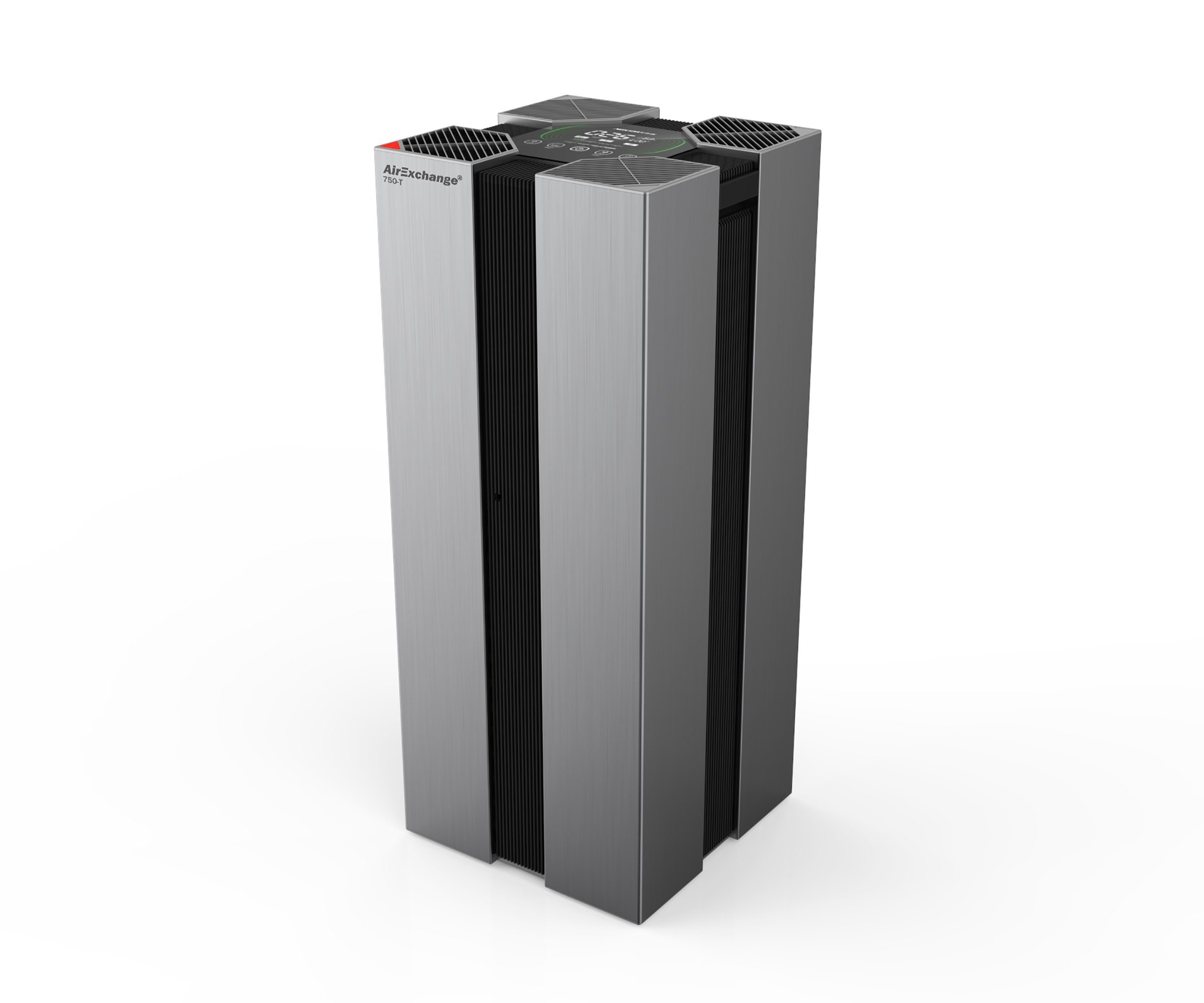 AirExchange Luftreiniger 750-T silbergrau, Bis zu 120m², HEPA 14 Filter, Touch Display, SMART-Modus