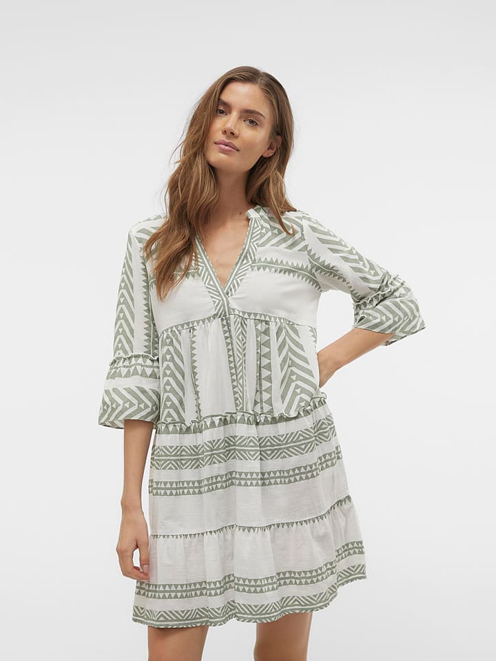 Vero Moda Kleid in Weiß/ Grün günstig kaufen