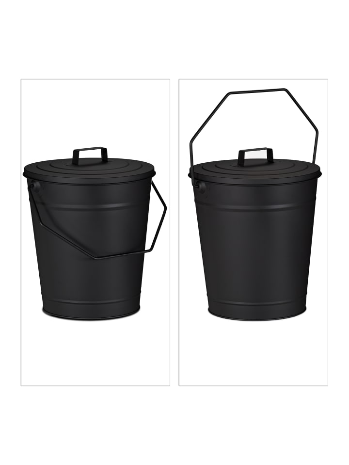 relaxdays Ascheeimer in Schwarz - 12 l günstig kaufen onesize